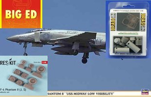 Збірна модель 1/48 F-4S Phantom II 'USS Midway Low Visibilty' + Big Ed 4840 + Eduard Brassin 648023 + ResKit 48-0066, Hasegawa 09807