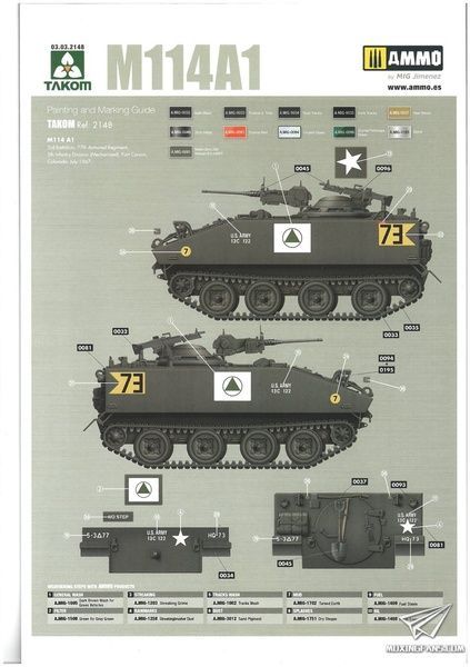 Збірна модель 1/35 M114A1 CRV бронетранспортер США, Takom 2148