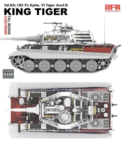 Збірна модель 1/35 King Tiger з повним інтер&rsquo;єром і прозорим корпусом, RFM RM-5159