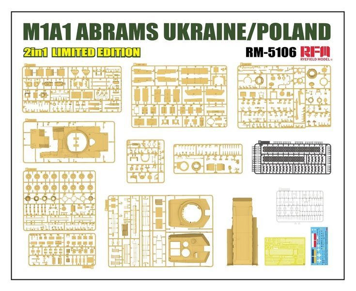 Збірна модель 1/35 M1A1 / M1A1 FEP Abrams з ДЗ "Контакт-1" український ОБТ, RFM RM-5106