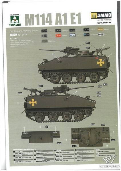 Збірна модель 1/35 M114A1E1 CRV (M114A2) бронетранспортер США, Takom 2149