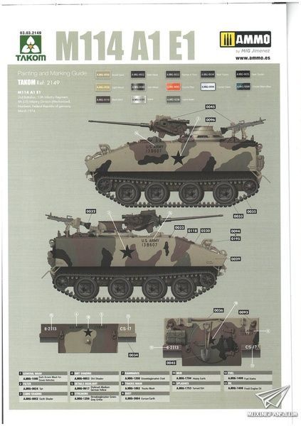Збірна модель 1/35 M114A1E1 CRV (M114A2) бронетранспортер США, Takom 2149
