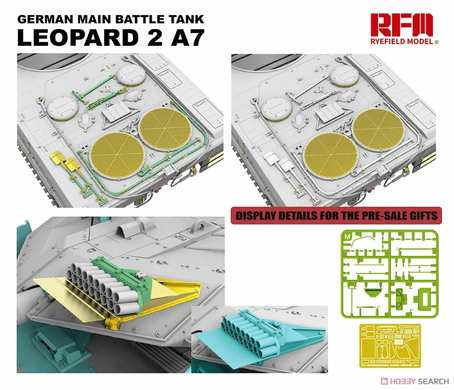 Збірна модель 1/35 Leopard 2A7, з робочими траками та бонусними деталями, RFM RM-5108