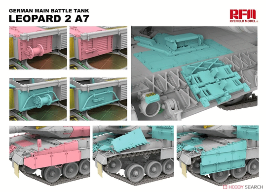 Збірна модель 1/35 Leopard 2A7, з робочими траками та бонусними деталями, RFM RM-5108