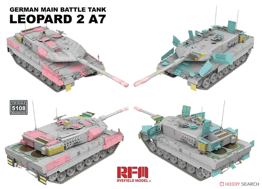 Збірна модель 1/35 Leopard 2A7, з робочими траками та бонусними деталями, RFM RM-5108