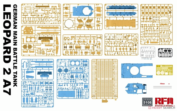 Збірна модель 1/35 Leopard 2A7, з робочими траками та бонусними деталями, RFM RM-5108