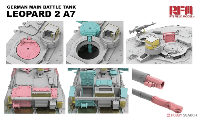 Збірна модель 1/35 Leopard 2A7, з робочими траками та бонусними деталями, RFM RM-5108