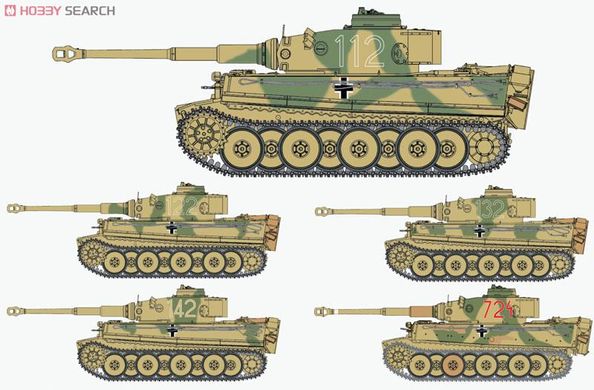 Збірна модель 1/35 Tiger 1 Tunisian Initial s.Pz.Abt.501 та Pz.Rgt.7 Туніс 1942-43 з Magic Tracks та доповненнями (2024), Dragon 6608