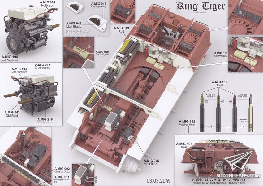 Збірна модель 1/35 Sd.Kfz.182 King Tiger з баштою Henschel, з повним інтер'єром, Takom 2073S