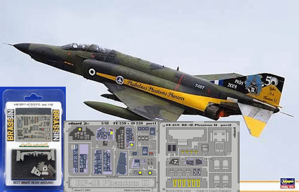 Збірна модель 1/48 RF-4E Phantom II Hellenic Air Force + катапультовані крісла Eduard Brassin 648009, Eduard FE259, Hasegawa 09883