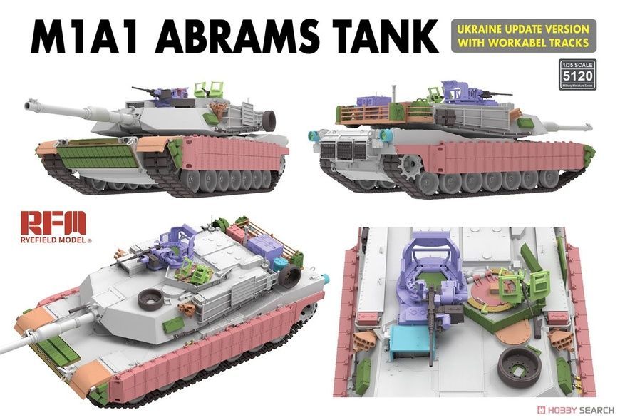 Збірна модель 1/35 M1A1SA-UKR Abrams український ОБТ з робочими траками, RFM RM-5120
