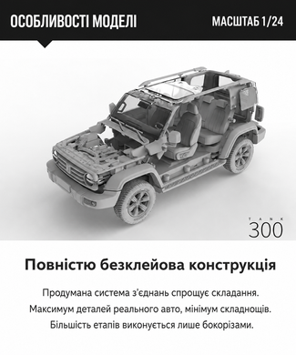 Збірна модель 1/24 Позашляховик  GWM Tank 300, модель без клею, стандартна версія, Funbox FB24002