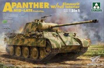 Збірна модель 1/35 Panther Ausf.A середніх-пізніх випусків (Sd.Kfz. 267, Sd.Kfz. 171), з циммеритом та повним інтер'єром (2 в 1), Takom 2100