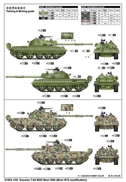 Збірна модель 1/35 Т-62М (зр. 1984/1972 р.) середній танк, Trumpeter 01554