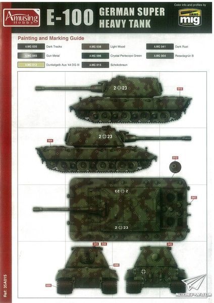 Збірна модель 1/35 E-100 з баштою проєкту Krupp, Amusing Hobby 35A015