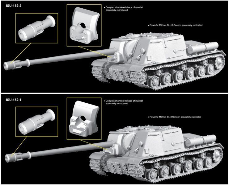 Збірна модель 1/35 ИСУ-152-2 з гарматою 152-мм БЛ-10 (2 в 1), Dragon 6796
