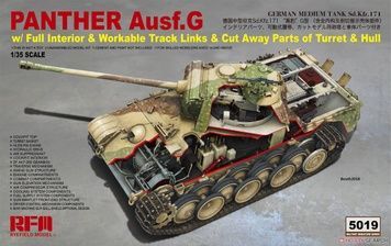 Збірна модель 1/35 Panther Ausf.G з повним інтер'єром та робочими траками, RFM RM-5019