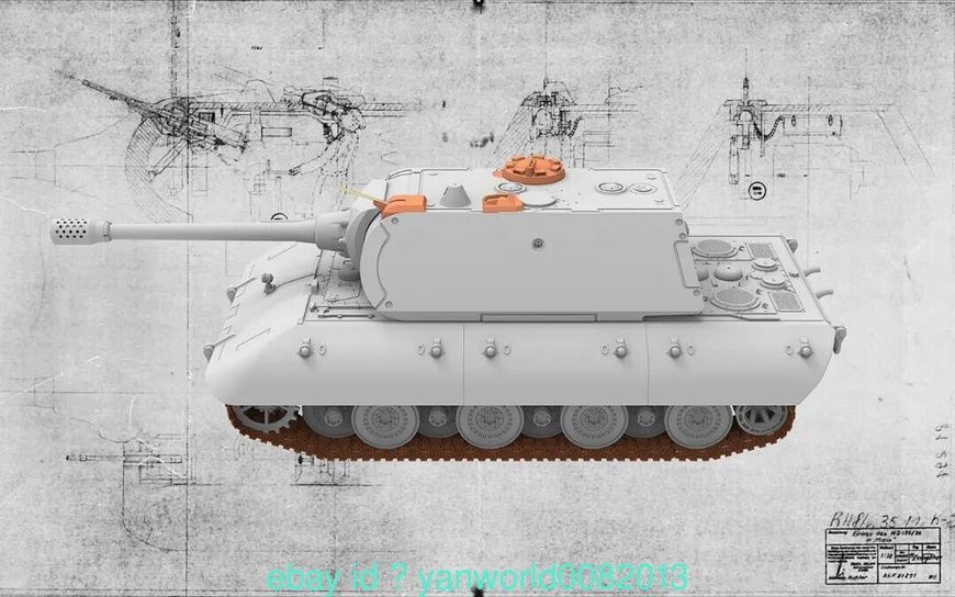 Збірна модель 1/35 E-100 з баштою від Maus з робочими траками, Amusing Hobby 35A046