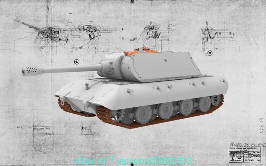 Збірна модель 1/35 E-100 з баштою від Maus з робочими траками, Amusing Hobby 35A046