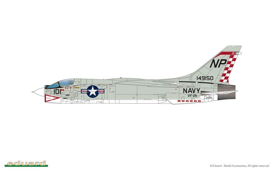 УЦІНКА! Збірна модель 1/48 Vought F-8E Crusader, Eduard 11110 + набір деталювання Eduard SIN64840