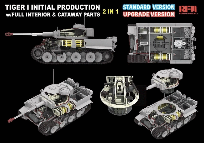 Збірна модель 1/35 Tiger I початкових випусків, з повним інтер'єром, стандартна версія (2 в 1), RFM RM-5130