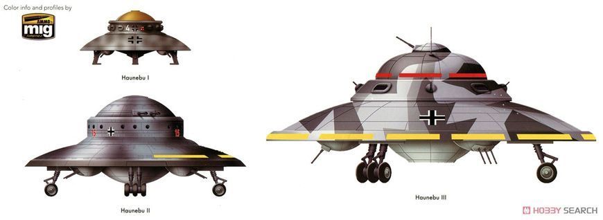 Збірна модель 1/35 Haunebu I & II & III німецькі дискольоти (3 в 1), Takom 6008