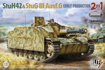 Збірна модель 1/35 САУ StuH42 / StuG.III Ausf.G ранніх випусків з екранами (2 в 1), Takom 8009