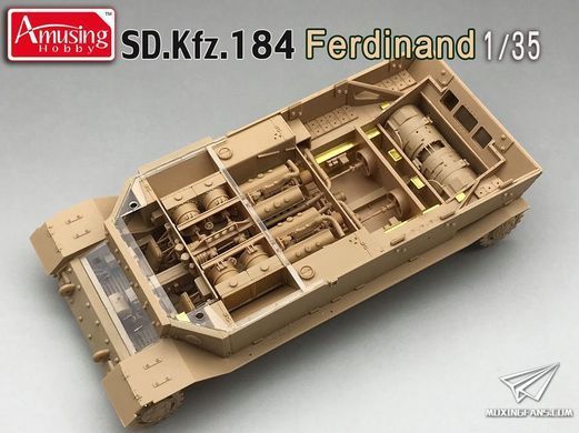 Збірна модель 1/35 Ferdinand (Sd.Kfz.184) з повним інтер'єром + 16t Strabokran, Amusing Hobby 35A030