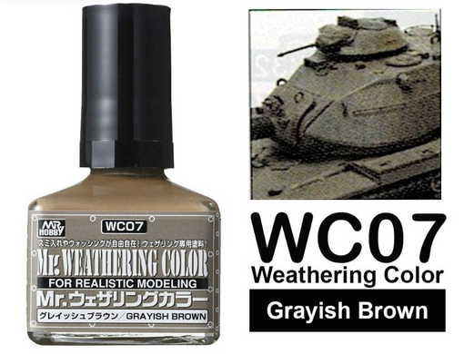 Змивка модельна сіро-коричнева Mr. Weathering Color Grayish Brown (40 мл), Mr. Hobby WC07