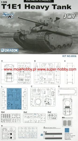 Збірна модель 1/35 Heavy Tank T1E1 / M6 / M6A1 3 в 1 (з фігурками), Dragon 6936