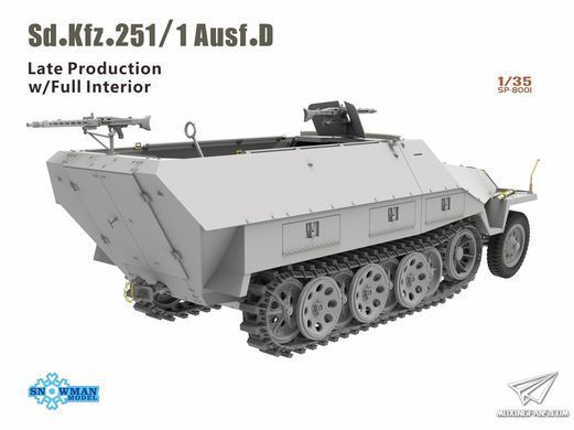 Збірна модель 1/35 Sd.kfz.251/1 Ausf.D пізніх випусків з повним інтер'єром, Takom/Snowman SP-8001