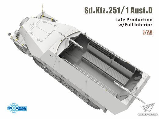 Збірна модель 1/35 Sd.kfz.251/1 Ausf.D пізніх випусків з повним інтер'єром, Takom/Snowman SP-8001