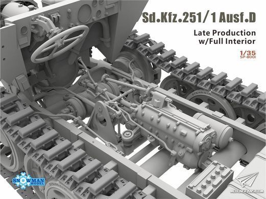 Збірна модель 1/35 Sd.kfz.251/1 Ausf.D пізніх випусків з повним інтер'єром, Takom/Snowman SP-8001