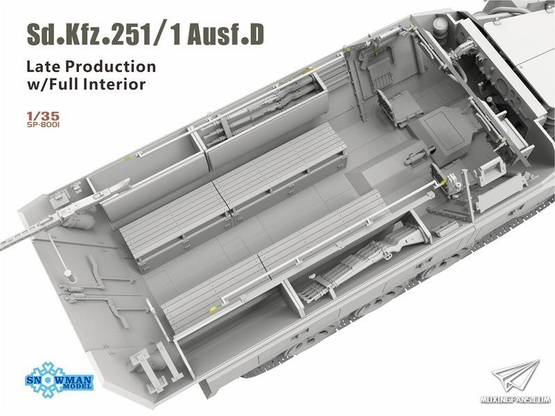 Збірна модель 1/35 Sd.kfz.251/1 Ausf.D пізніх випусків з повним інтер'єром, Takom/Snowman SP-8001