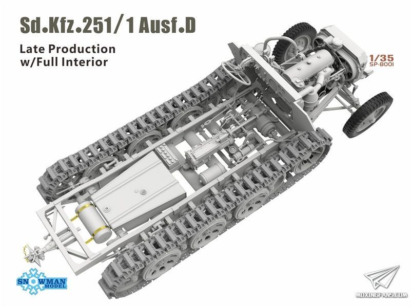Збірна модель 1/35 Sd.kfz.251/1 Ausf.D пізніх випусків з повним інтер'єром, Takom/Snowman SP-8001