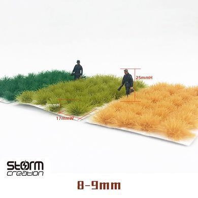 Пучки трави для діорам, середньо-зелені (Medium Green), висота 8-9 мм, 28 шт, Storm Creation SC3088