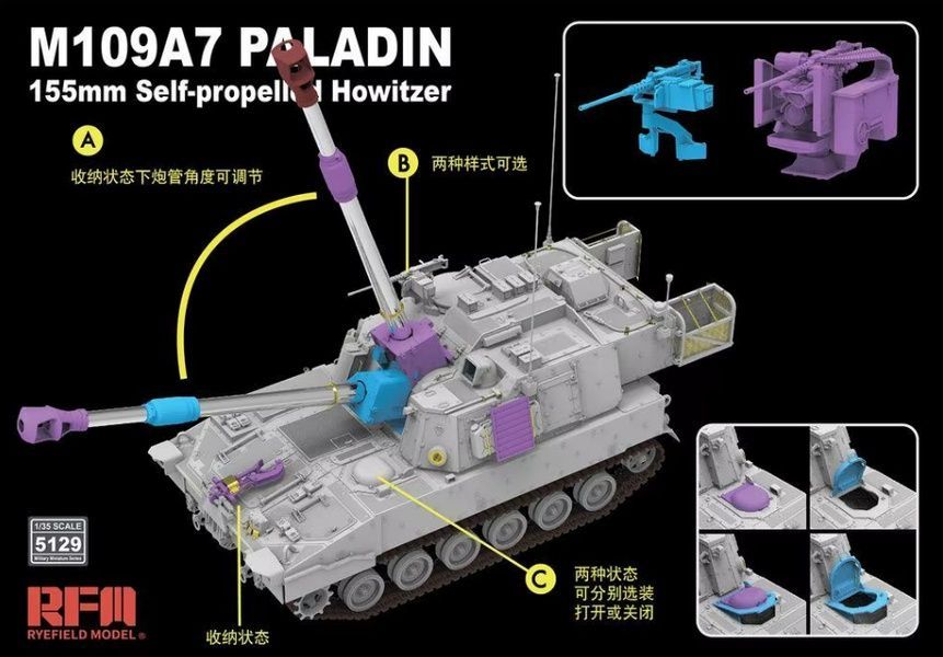 Збірна модель 1/35 M109A7 Paladin самохідна гаубиця, RFM RM-5129
