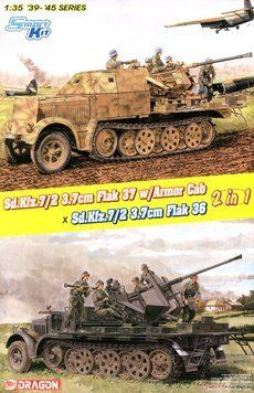 Збірна модель 1/35 Sd.Kfz.7/2 3.7cm Flak 37 з броньованою кабіною / Sd.Kfz.7/2 3.7cm Flak 36 з відкритою кабіною (2 в 1), Dragon 6953