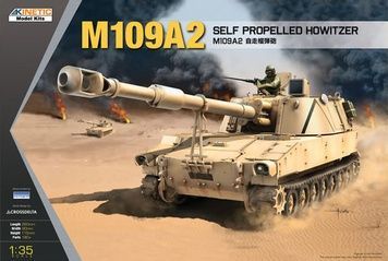 Збірна модель 1/35 M109A2 самохідна 155-мм гаубиця, з робочими траками T-136, Kinetic K61006