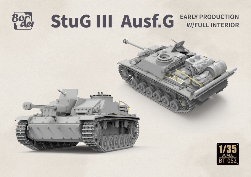 Збірна модель 1/35 StuG III Ausf.G ранній, з повним інтер'єром та фігурками екіпажу, Border Model BT-052
