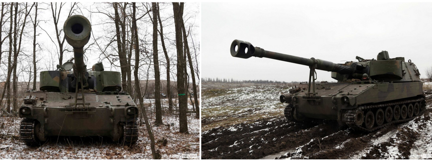 Збірна модель 1/35 M109A2 самохідна 155-мм гаубиця, з робочими траками T-136, Kinetic K61006