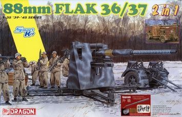 Збірна модель 1/35 88mm FlaK 36/37 (2 в 1), з набором фігур розрахунку гармати, Dragon 6923