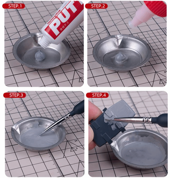 Швидковисихаюча нітрошпаклівка для моделей HobbyMio Putty (20 г) &mdash; чорна