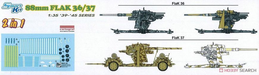 Збірна модель 1/35 88mm FlaK 36/37 (2 в 1), з набором фігур розрахунку гармати, Dragon 6923