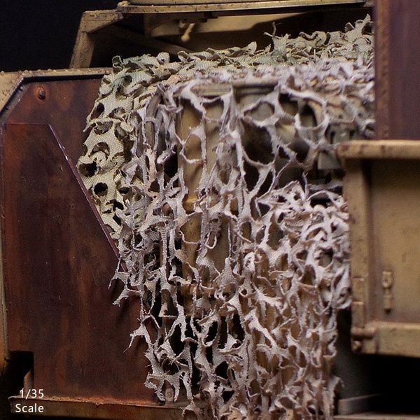 Маскувальна сітка "Баракуда" для сучасної техніки в 1/35 - Пісочно-жовта (Desert Yellow), тип B - еластична тканина