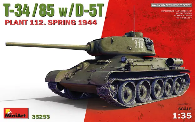 MiniArt 35293 1/35 T-34/85 з гарматою Д-5T, заводу №112. весна 1944 - Panzershop — інтернет-магазин збірних моделей