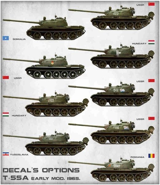 Збірна модель 1/35 T-55A ранній, зр.1965 року, MiniArt 37057