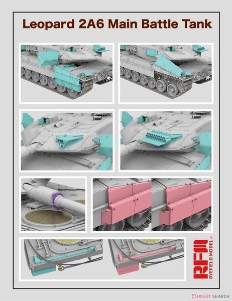 Збірна модель 1/35 Leopard 2A6, з робочими траками, RFM RM-5065