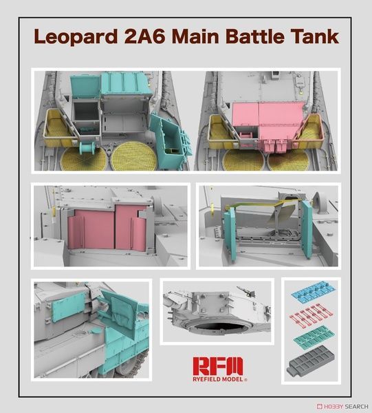 Збірна модель 1/35 Leopard 2A6, з робочими траками, RFM RM-5065