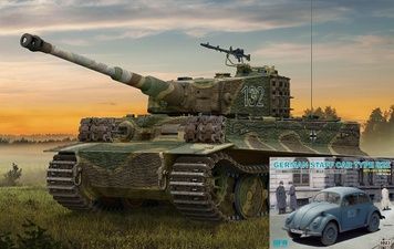 Збірна модель 1/35 Tiger I Ausf.E пізній з циммеритом +RM-5023 VW Type 82E (комбо-набір 2 в 1), RFM RM-1212